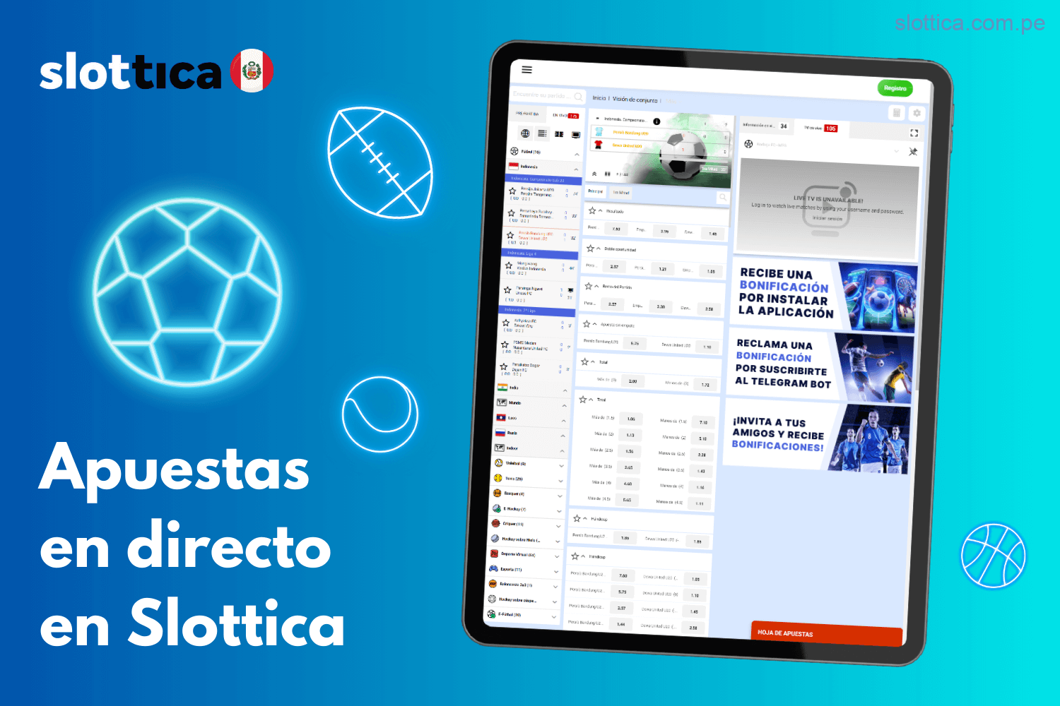 Apuestas en Directo en eventos deportivos con Slottica Perú