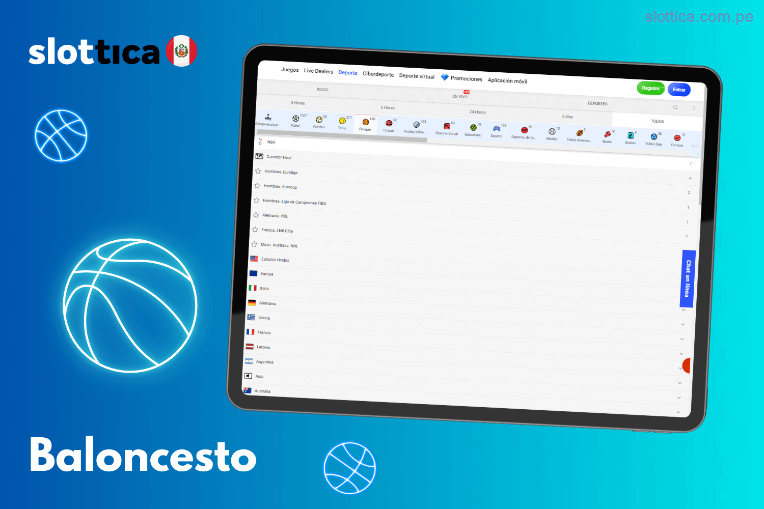 Baloncesto: Oportunidades de apuestas en Slottica Perú