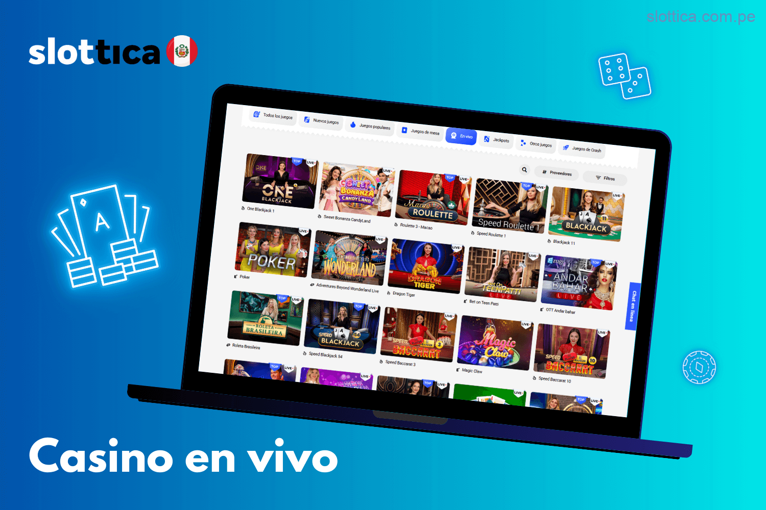 Vive la experiencia del casino en vivo de Slottica en Perú