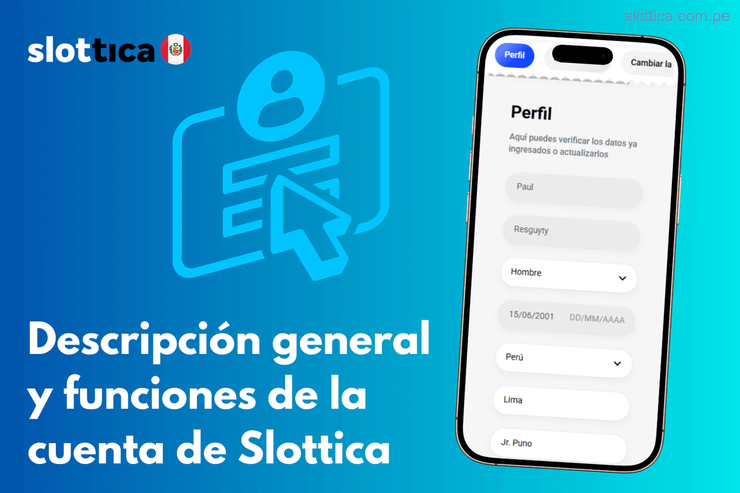 Vista general y características de la cuenta en Slottica Casino Perú