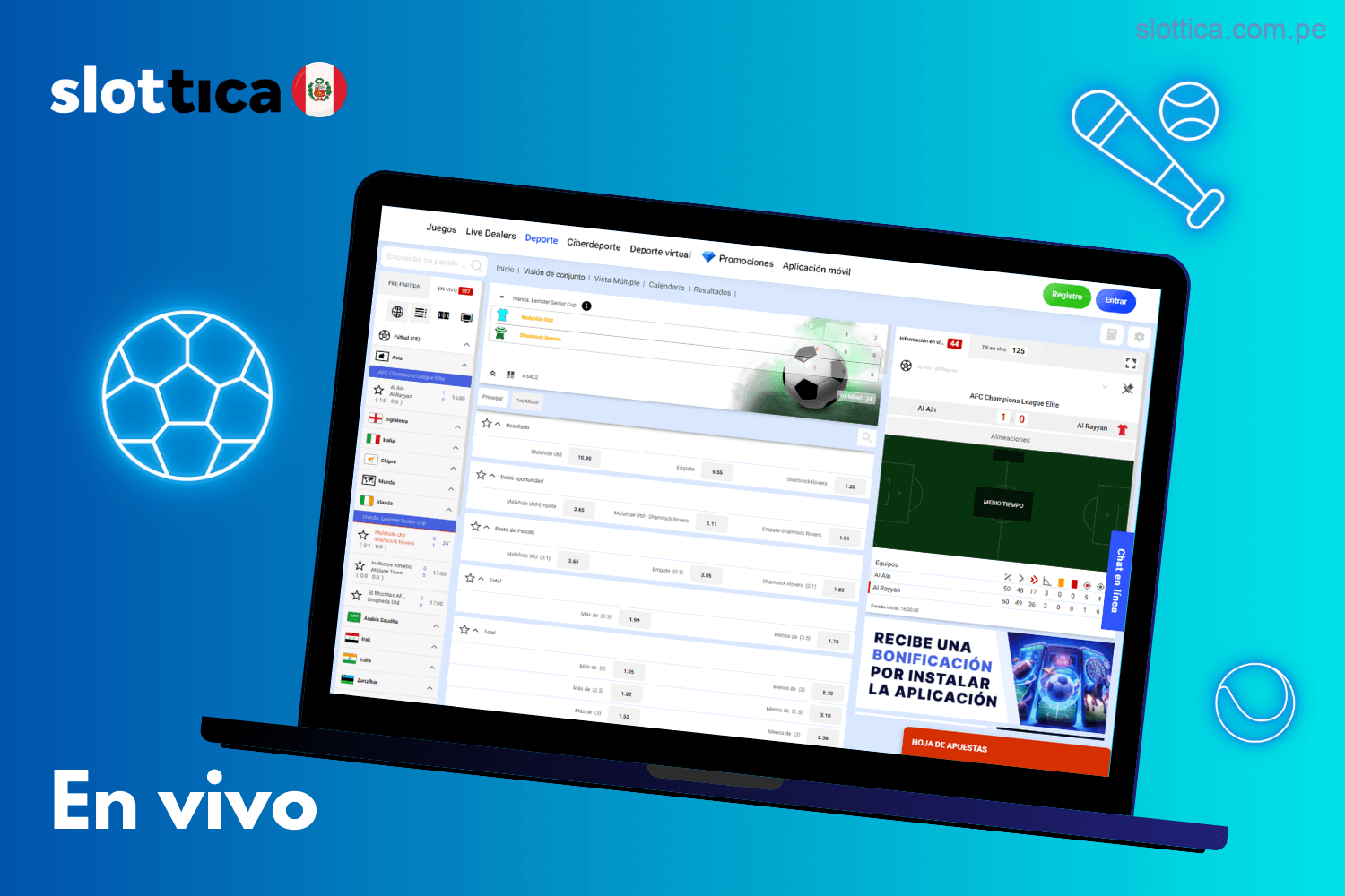 Apuestas en vivo en Slottica Casino Perú