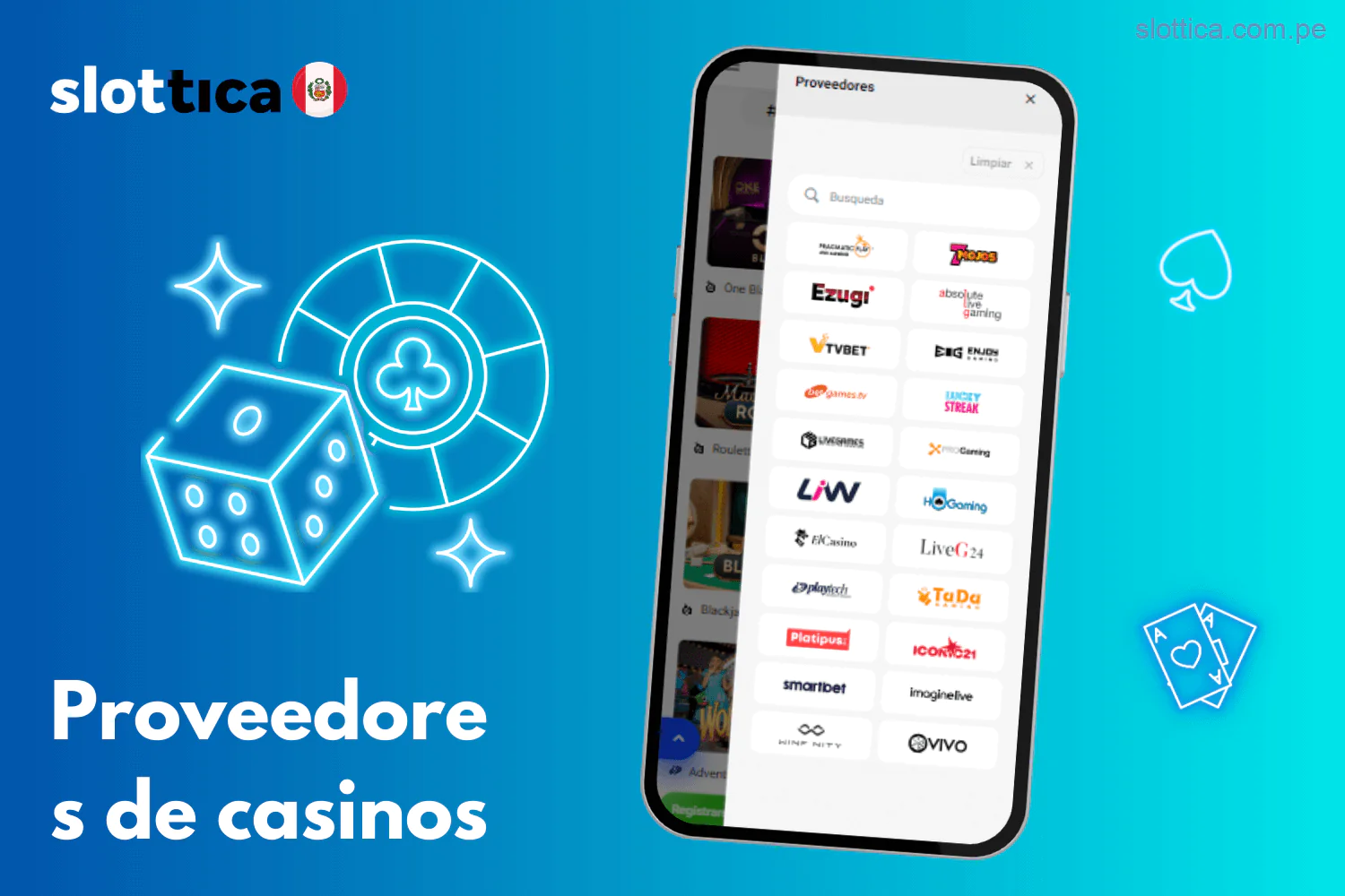 Proveedores de software para el Casino en Vivo de Slottica Perú