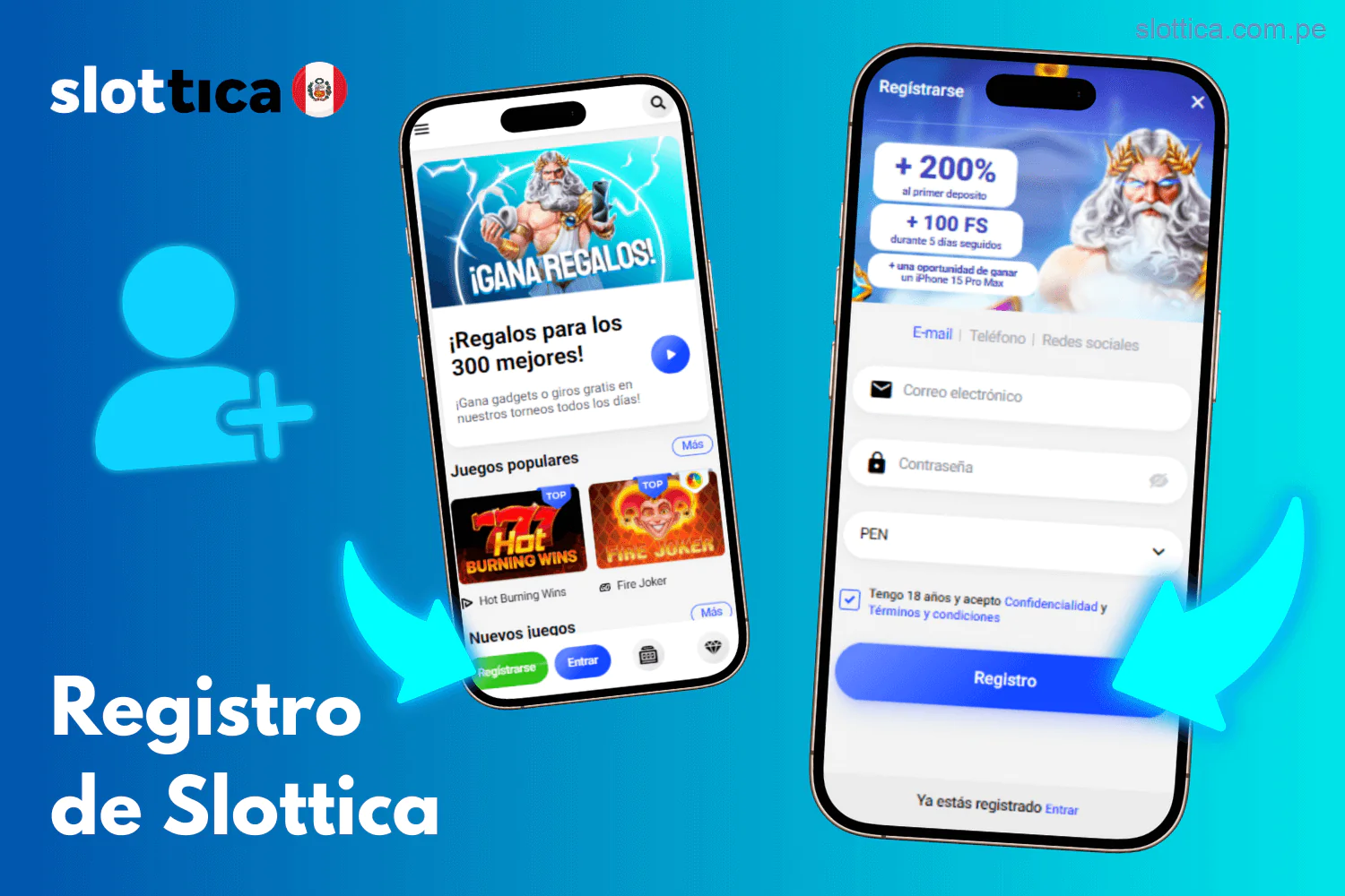 Proceso de registro en Slottica Casino Perú