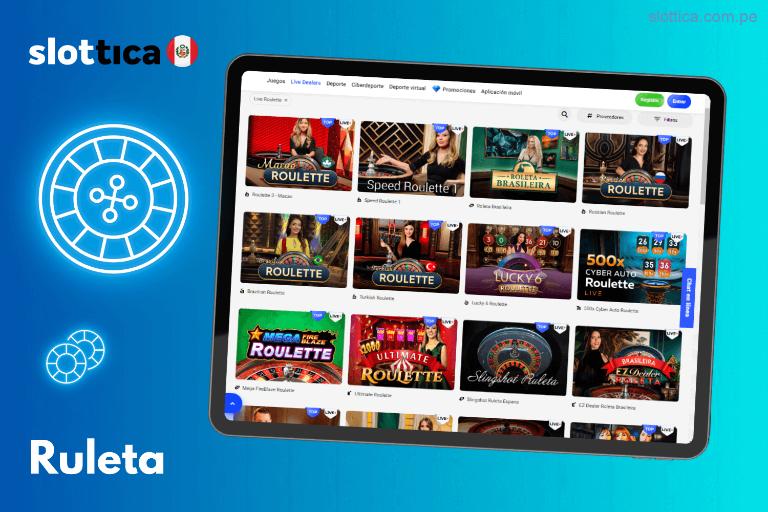 Ruleta en directo en Slottica Casino Perú