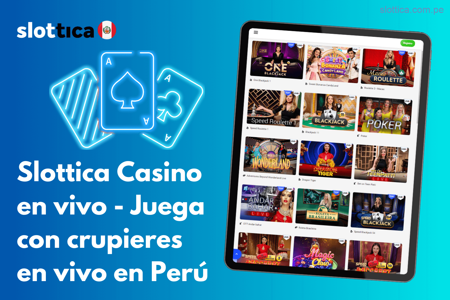 Slottica Casino en Vivo - Disfruta de juegos con crupieres en directo en Perú