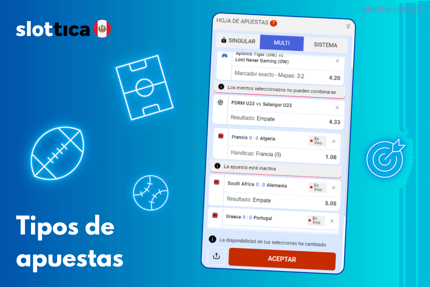 Variedad de Tipos de Apuestas disponibles en Slottica para usuarios peruanos