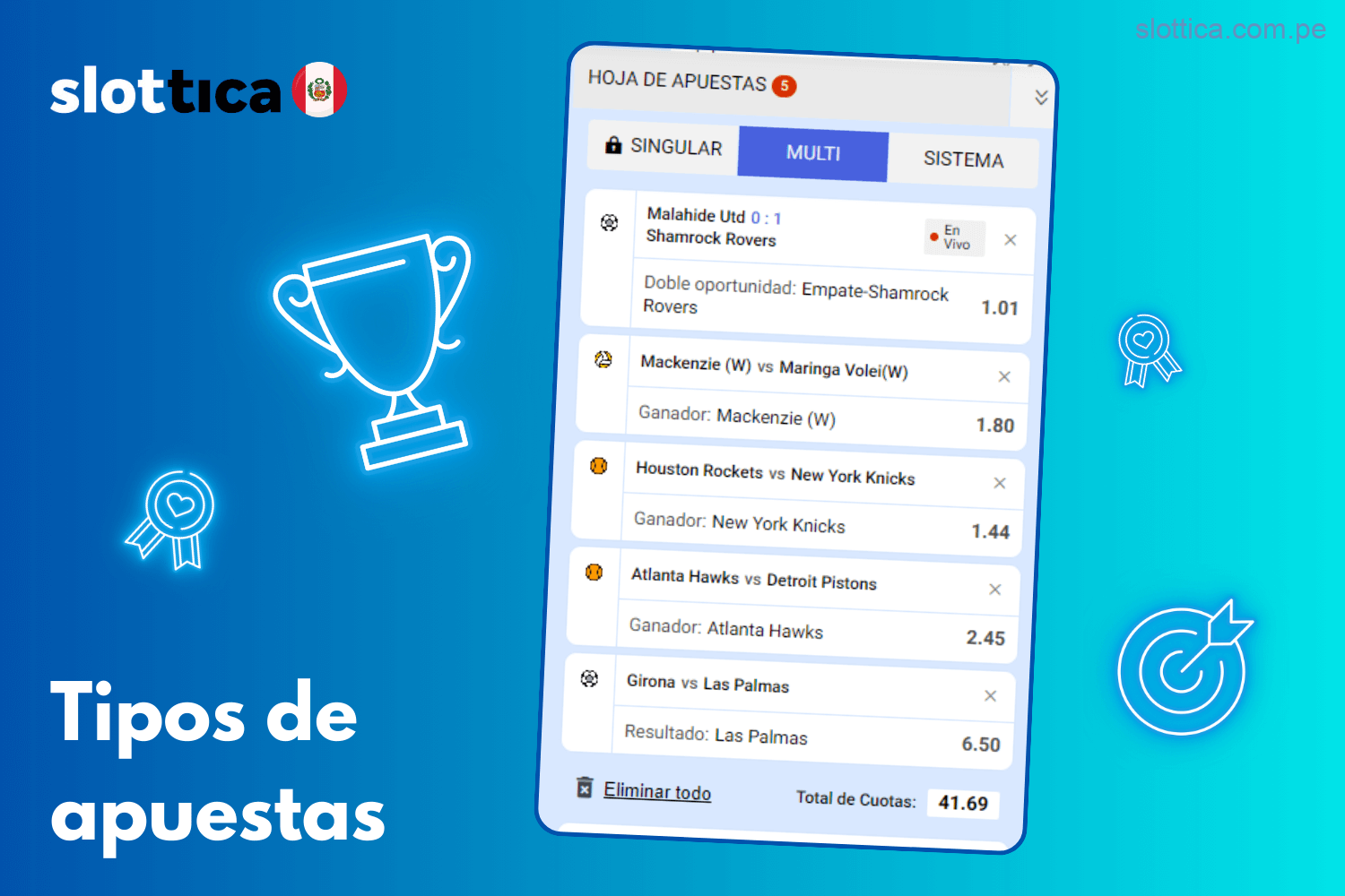 Tipos de apuestas que puedes realizar en Slottica Perú