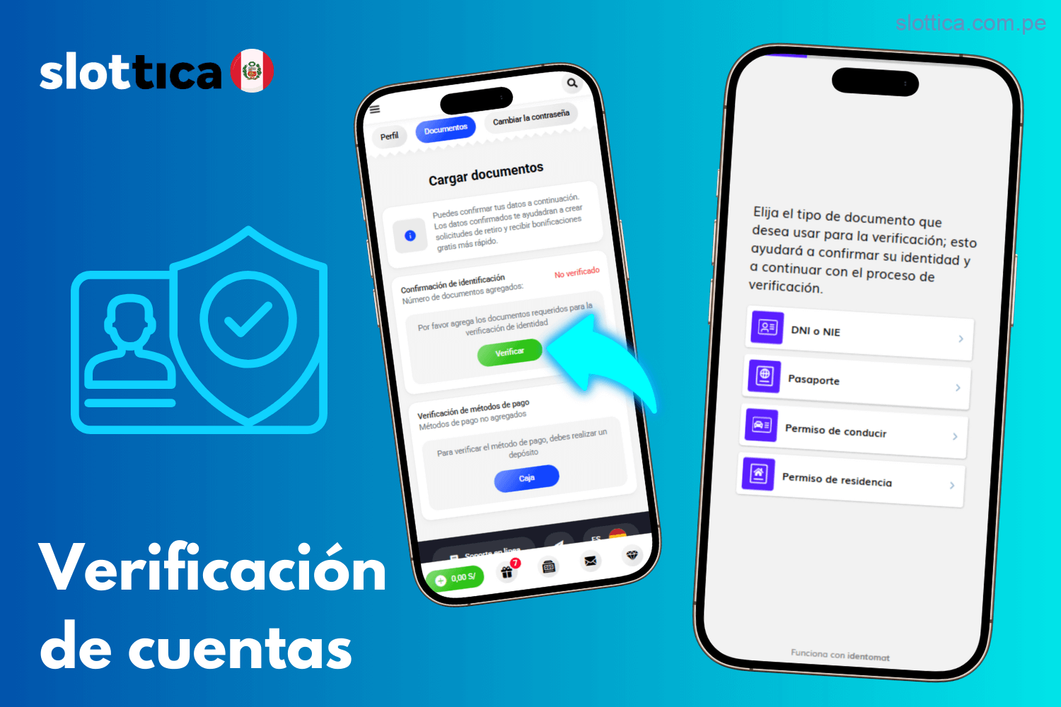 Proceso de verificación de cuenta en Slottica Perú