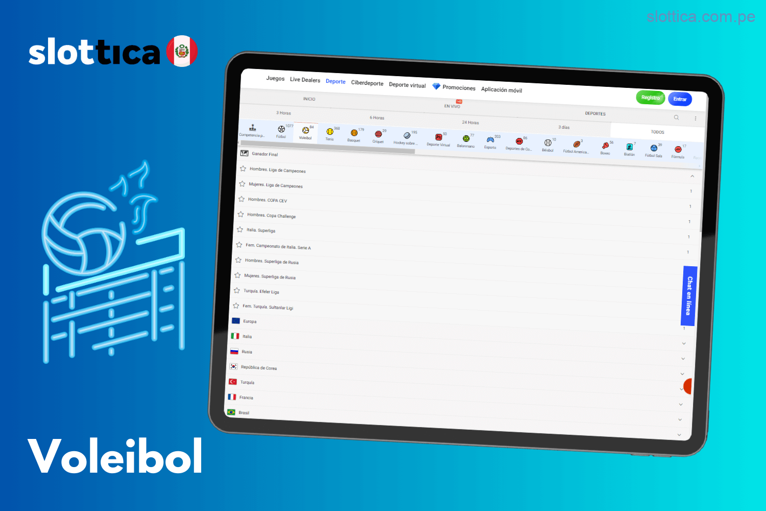 Voleibol: Realiza tus apuestas deportivas en Slottica Perú